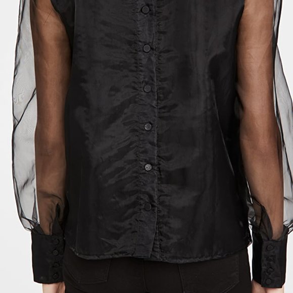 Brand New En Saison Organza Collared Blouse, M - Picture 3 of 7